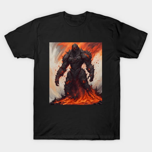 Motlen lava golem fire T-Shirt by Bravetee